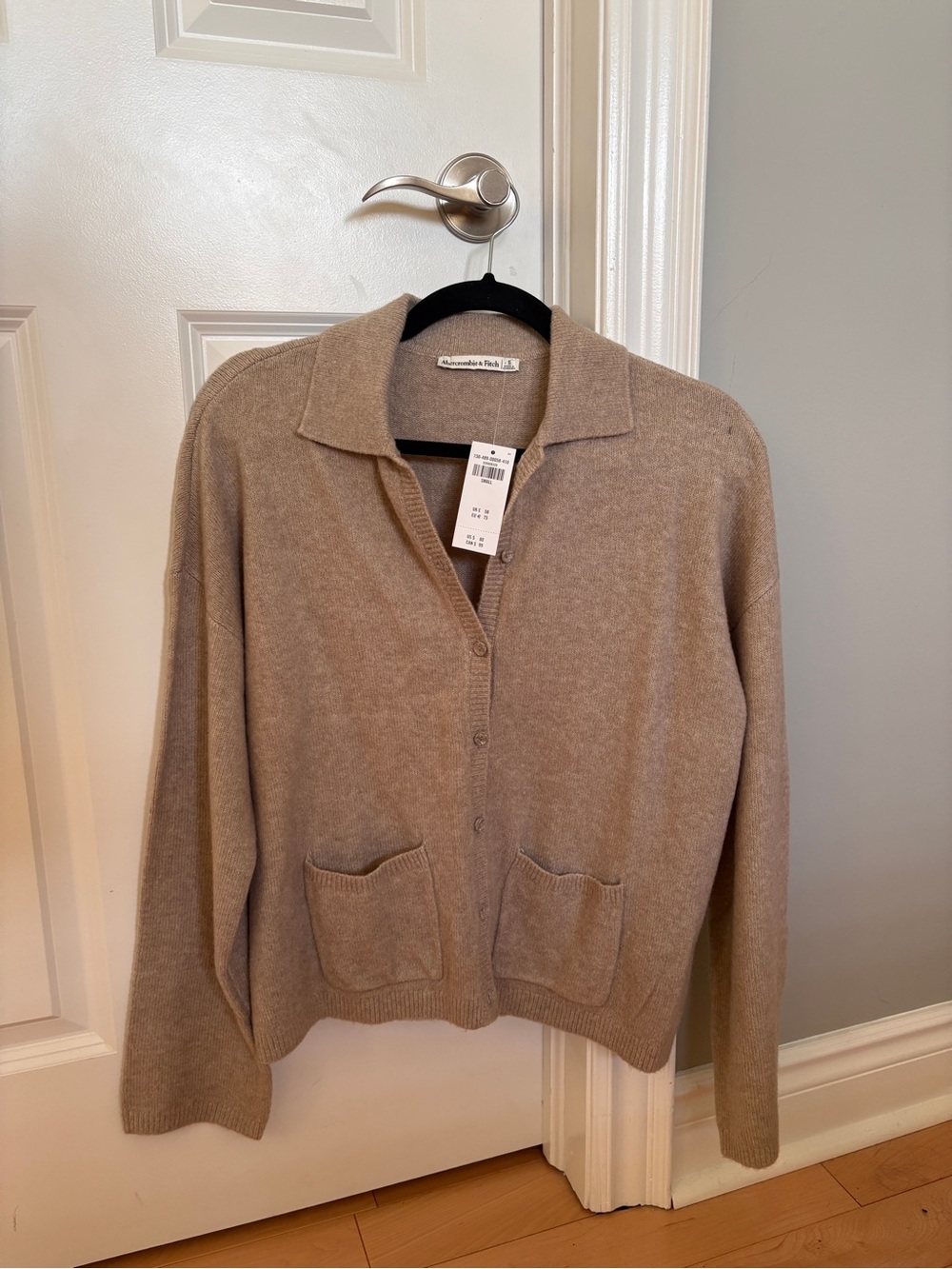 Abercrombie Cashmere-Blend Beige Button Collared Cardigan